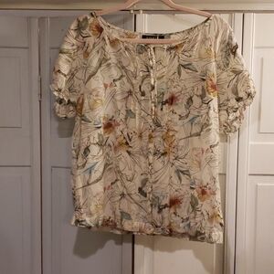 Cream Flowered Blouse by Ana
